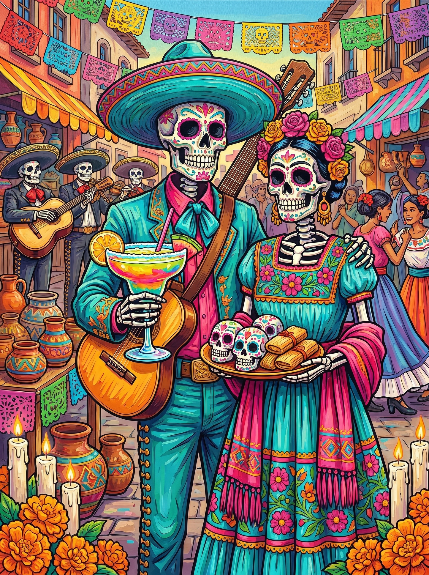 Day of the Dead Fiesta Couple (Diamond Painting) Diamond Painting kit