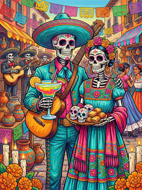 Day of the Dead Fiesta Couple (Diamond Painting) Diamond Painting kit