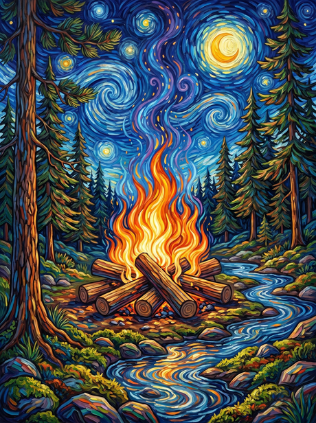 Starlit Forest Campfire Glow (Diamond Painting) Diamond Painting kit