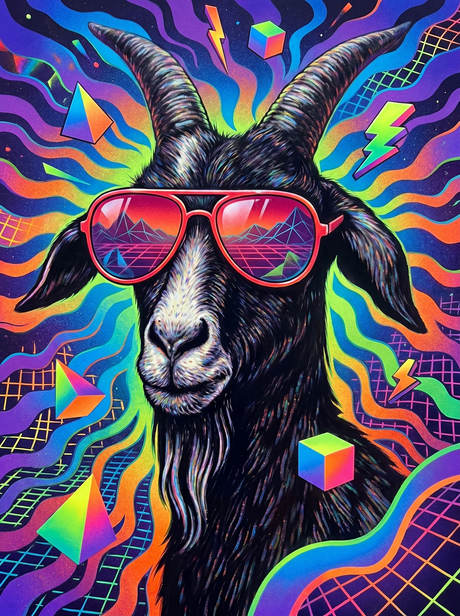 Neon Retro Goat Vibes (Diamond Painting) Diamond Painting kit