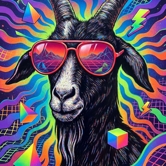 Neon Retro Goat Vibes