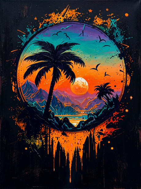 Neon Island Sunset (Diamond Painting) Diamond Painting kit