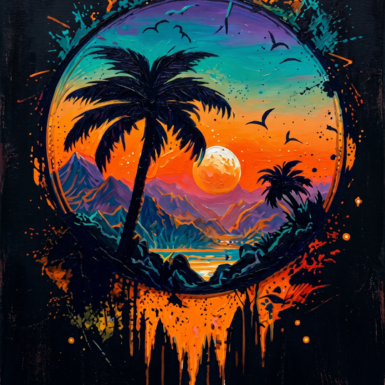 Neon Island Sunset