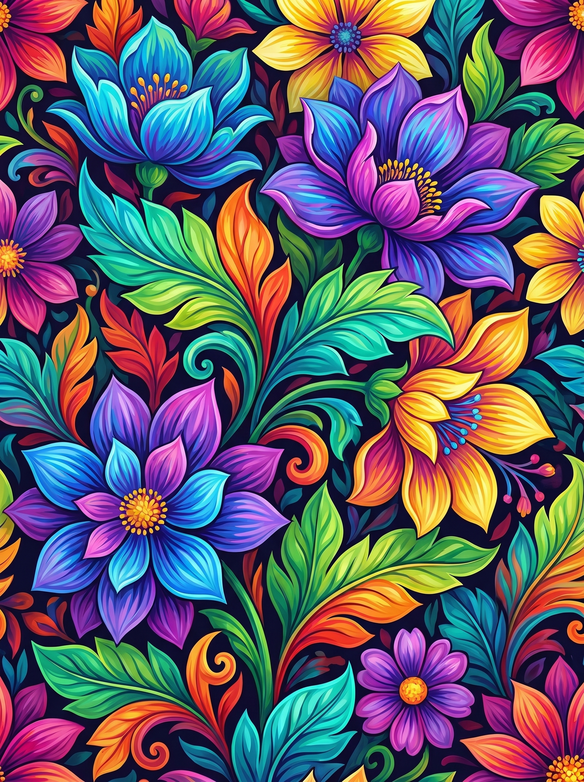 Midnight Floral Symphony People Paint by Numbers kit