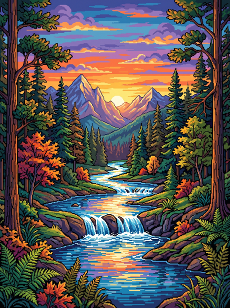 Golden River Retreat People Paint by Numbers kit