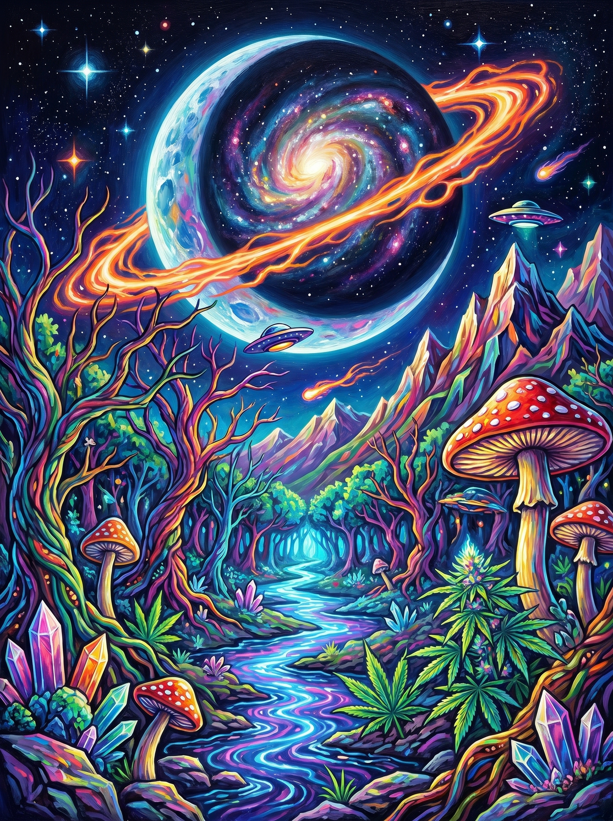 Cosmic Mushroom Dreamscape People Paint by Numbers kit