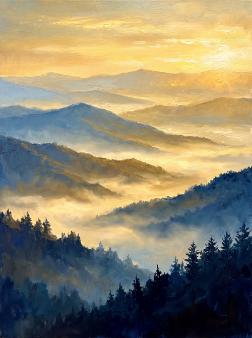 Misty Blue Ridge Mountains Dawn