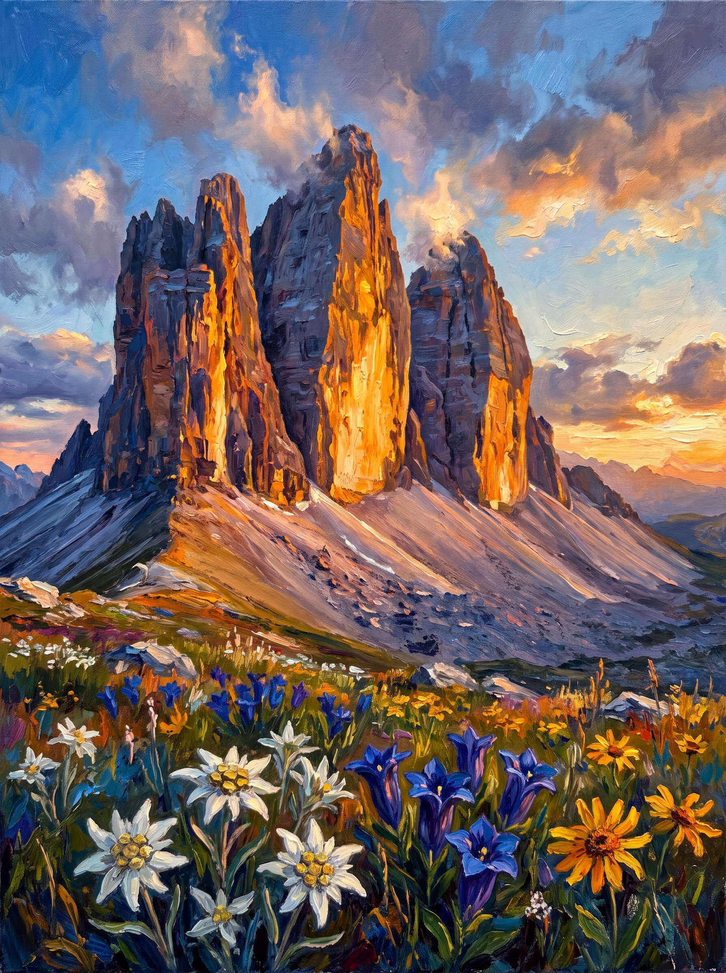 Dolomites Jagged Peaks Golden Sunset
