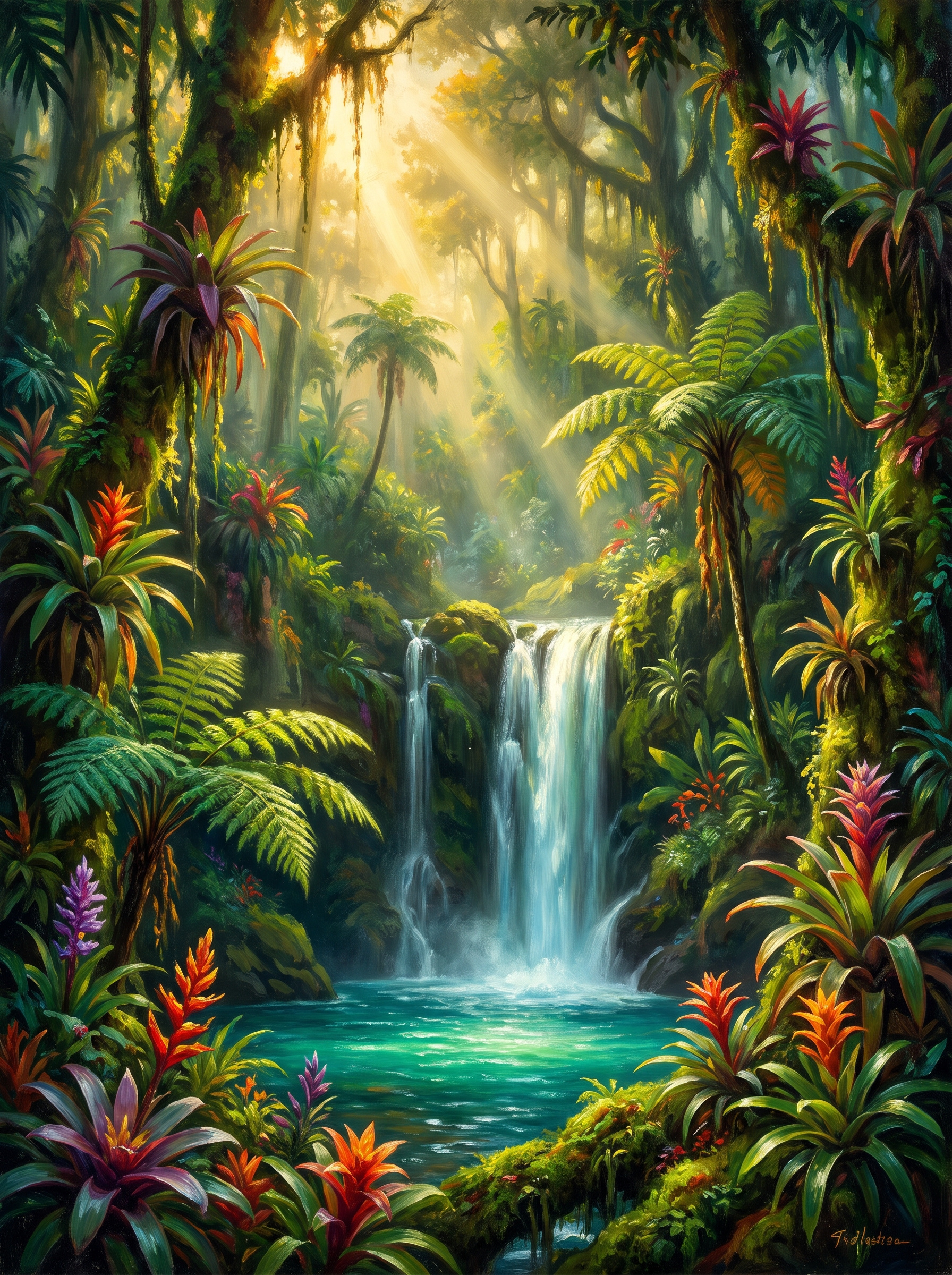 Jungle Waterfall Turquoise Pool