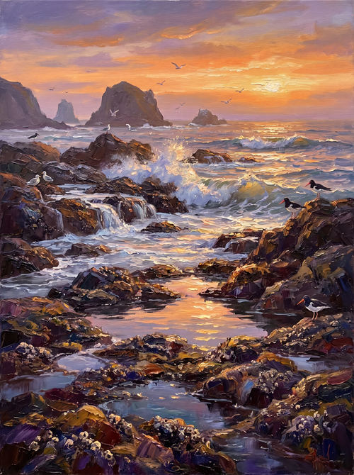 Rocky Coastline Tide Pools Golden