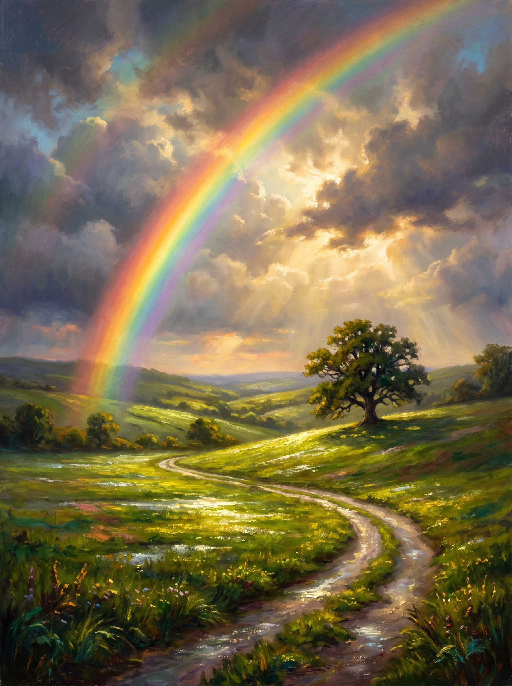 Rainbow After Storm Green Hills