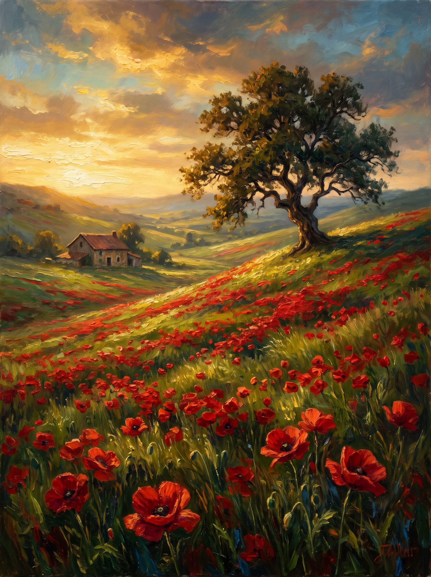 Poppy Field Rolling Hills Spring