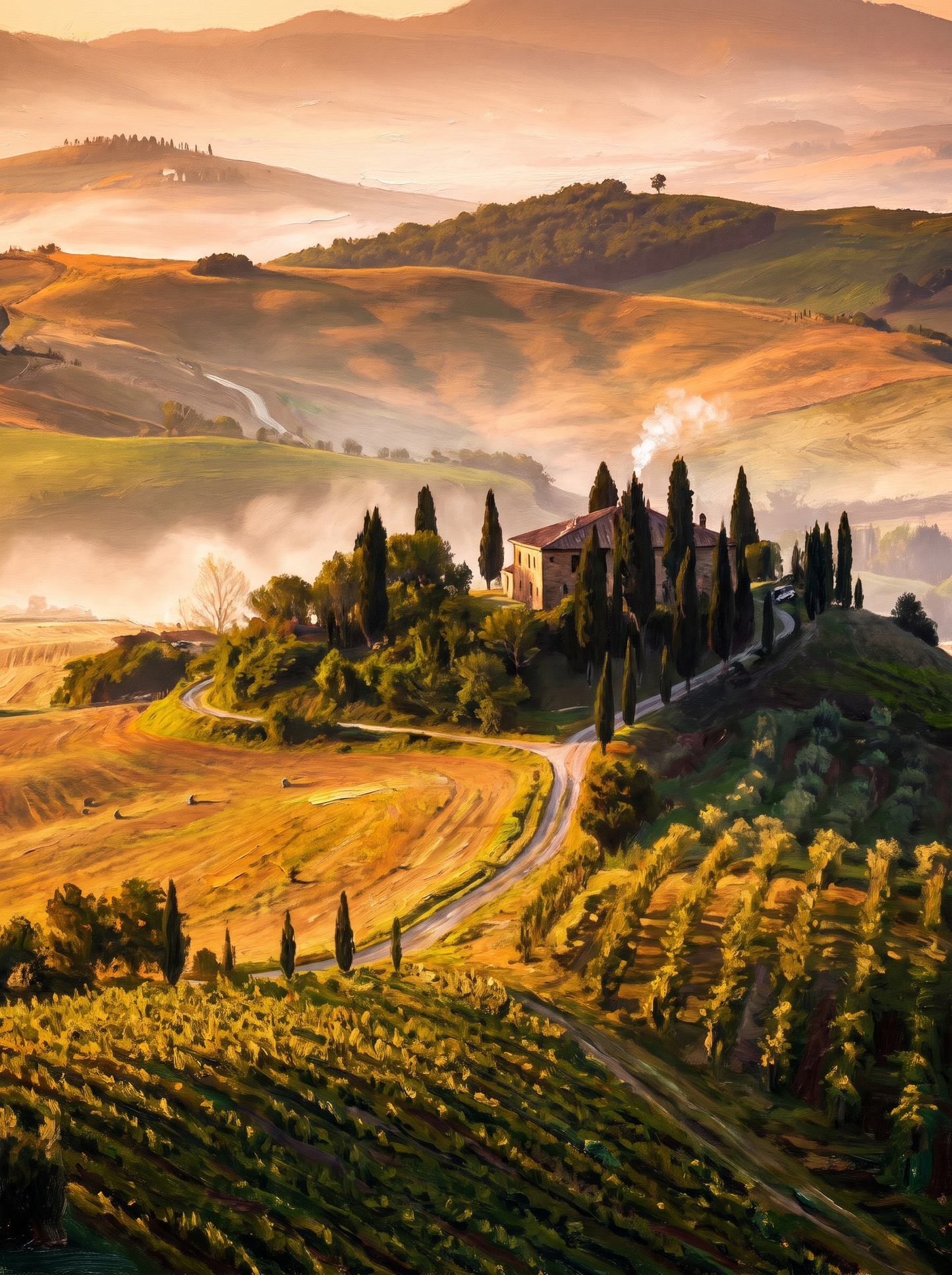 Tuscan Hills Vineyards Morning Mist