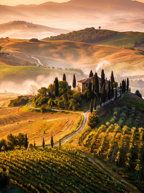Tuscan Hills Vineyards Morning Mist