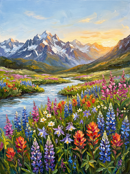 Alpine Wildflower Meadow Summer Peaks
