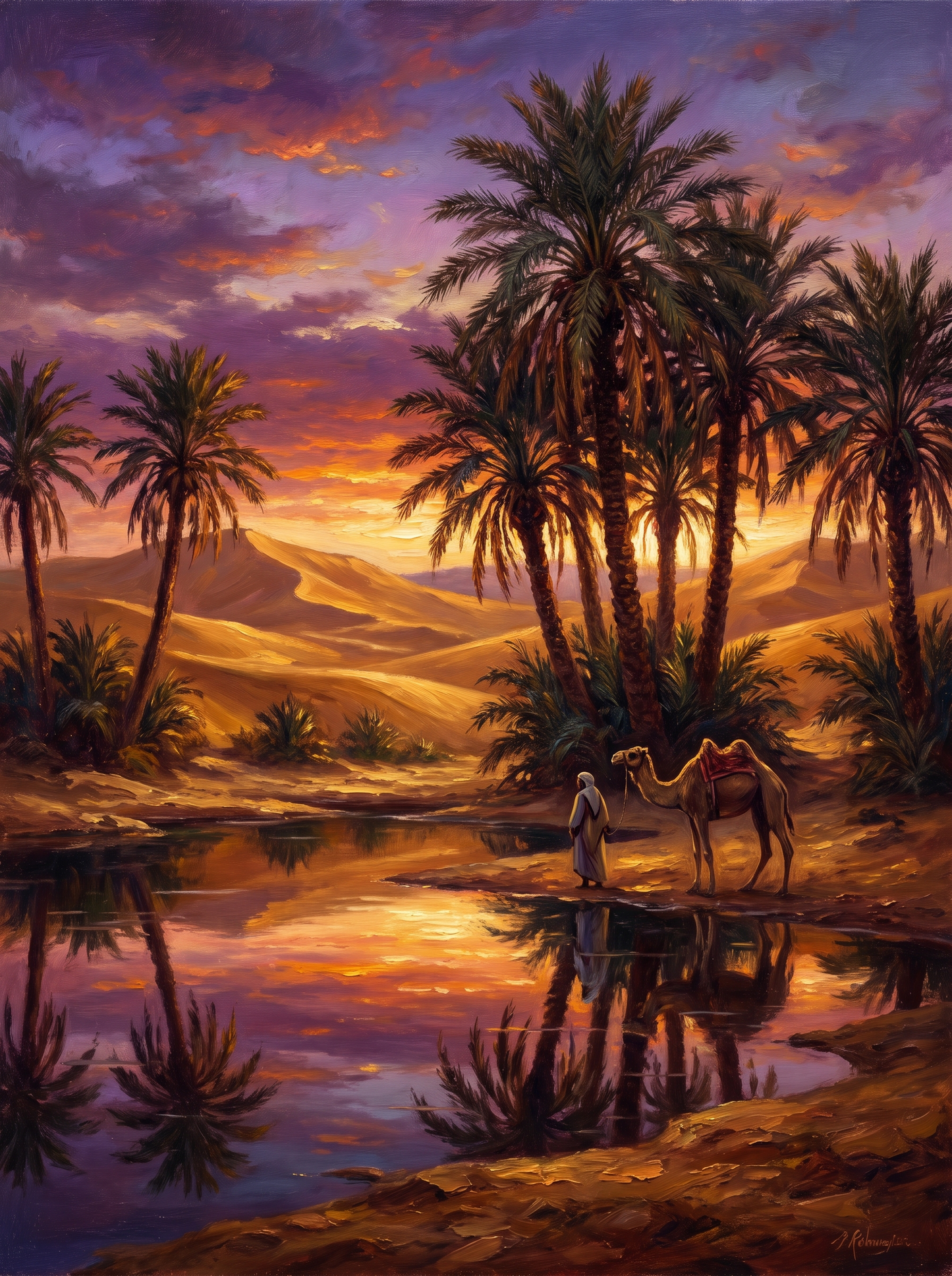 Desert Oasis Palms Dusk