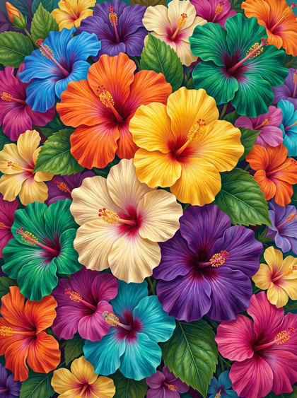 Hibiscus Bloom Collage (Diamond Painting) Diamond Painting kit