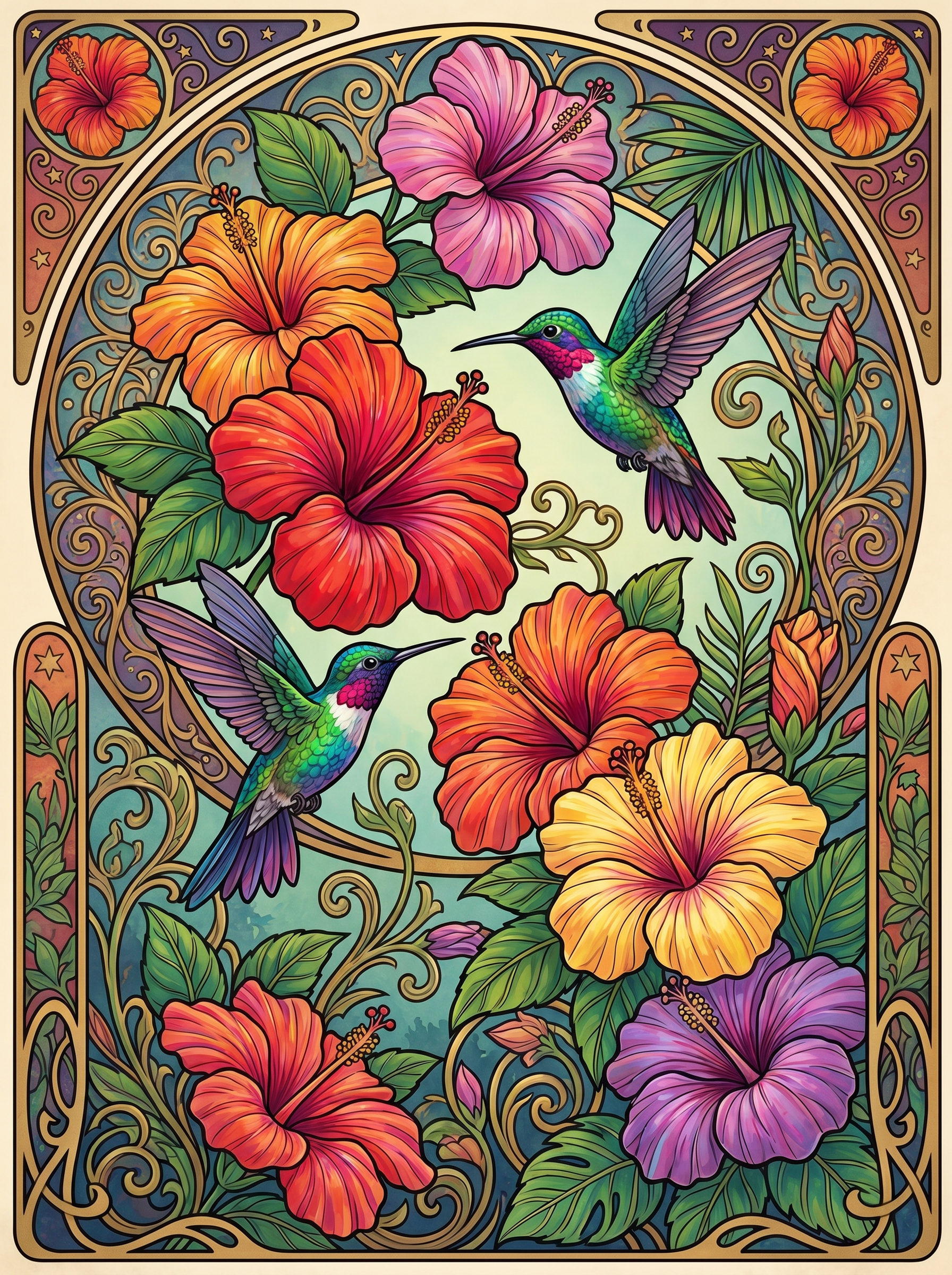 Hibiscus Hummingbirds Tropical (80 Colors)