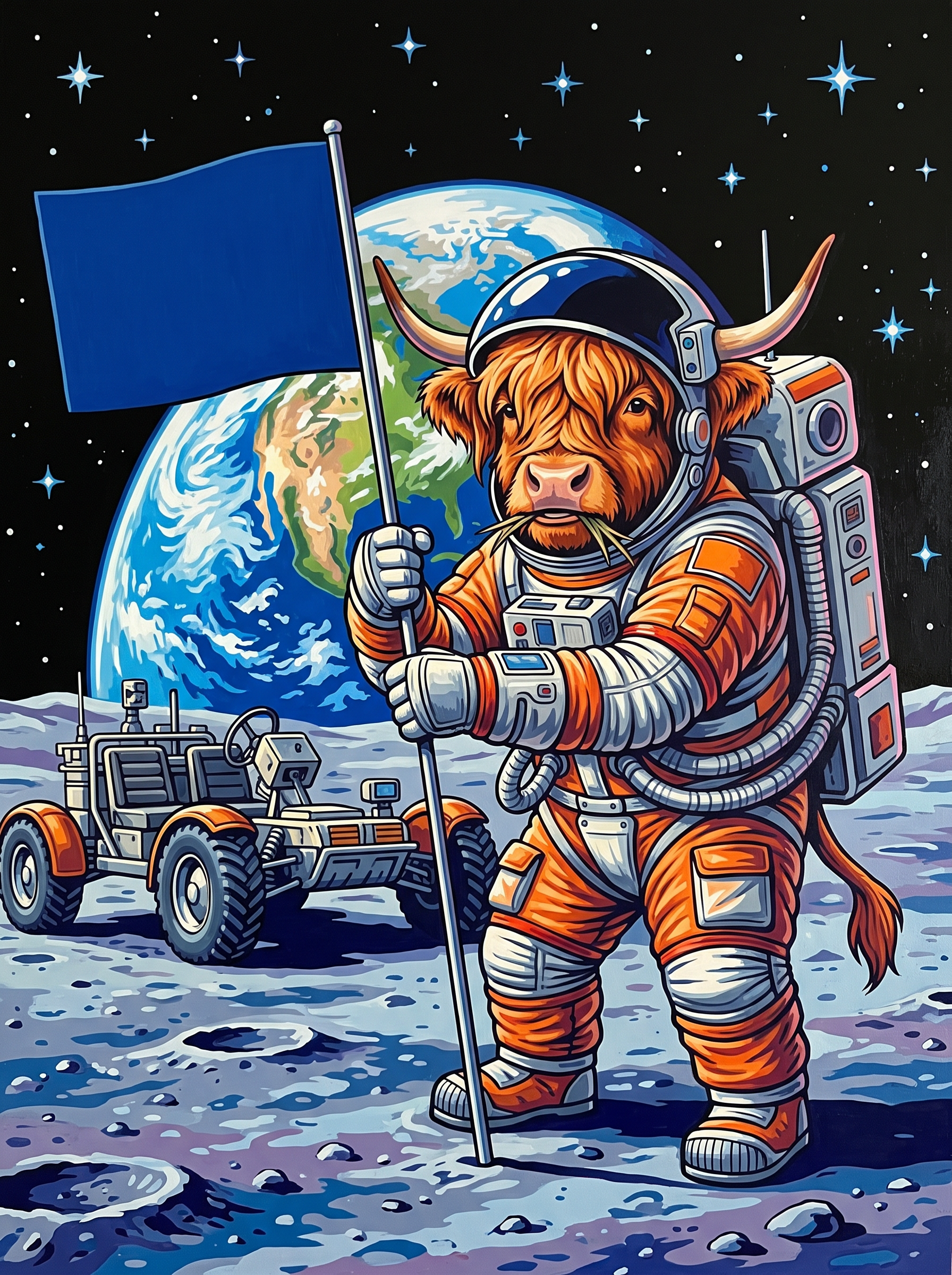 Highland Cow Moon Landing