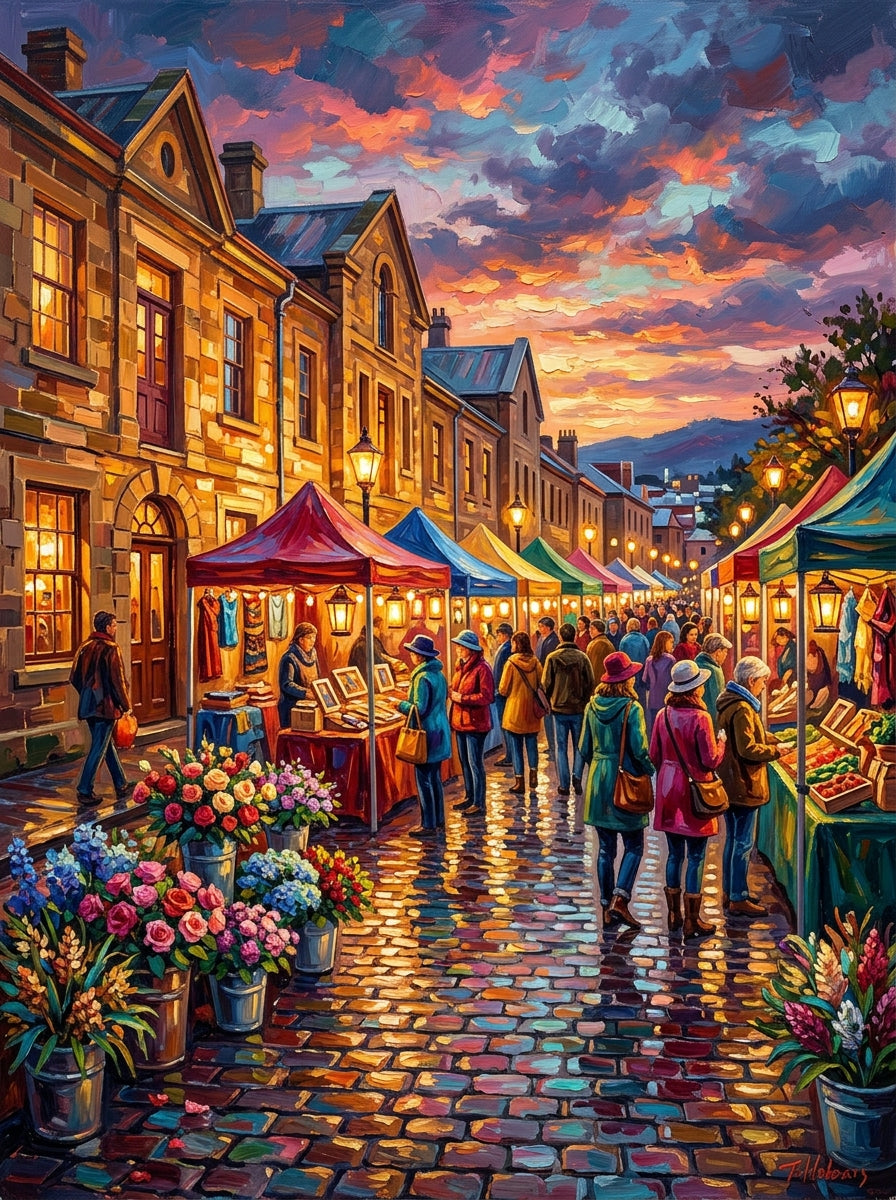 Hobart Salamanca Market Impasto (150 Color Diamond Painting)