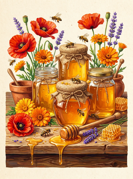 Honey Jar Poppy Lavender (Diamond Painting) Diamond Painting kit