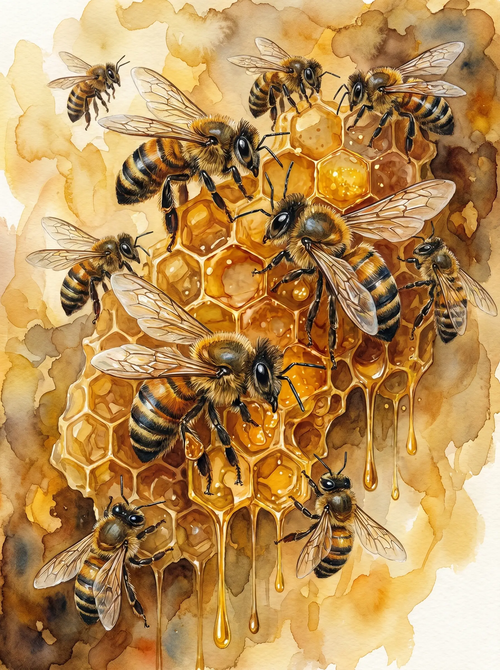 Honeybee Honeycomb Watercolor (Diamond Painting)