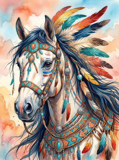 Horse Spirit Tribal Flowers (Diamond Painting) Diamond Painting kit