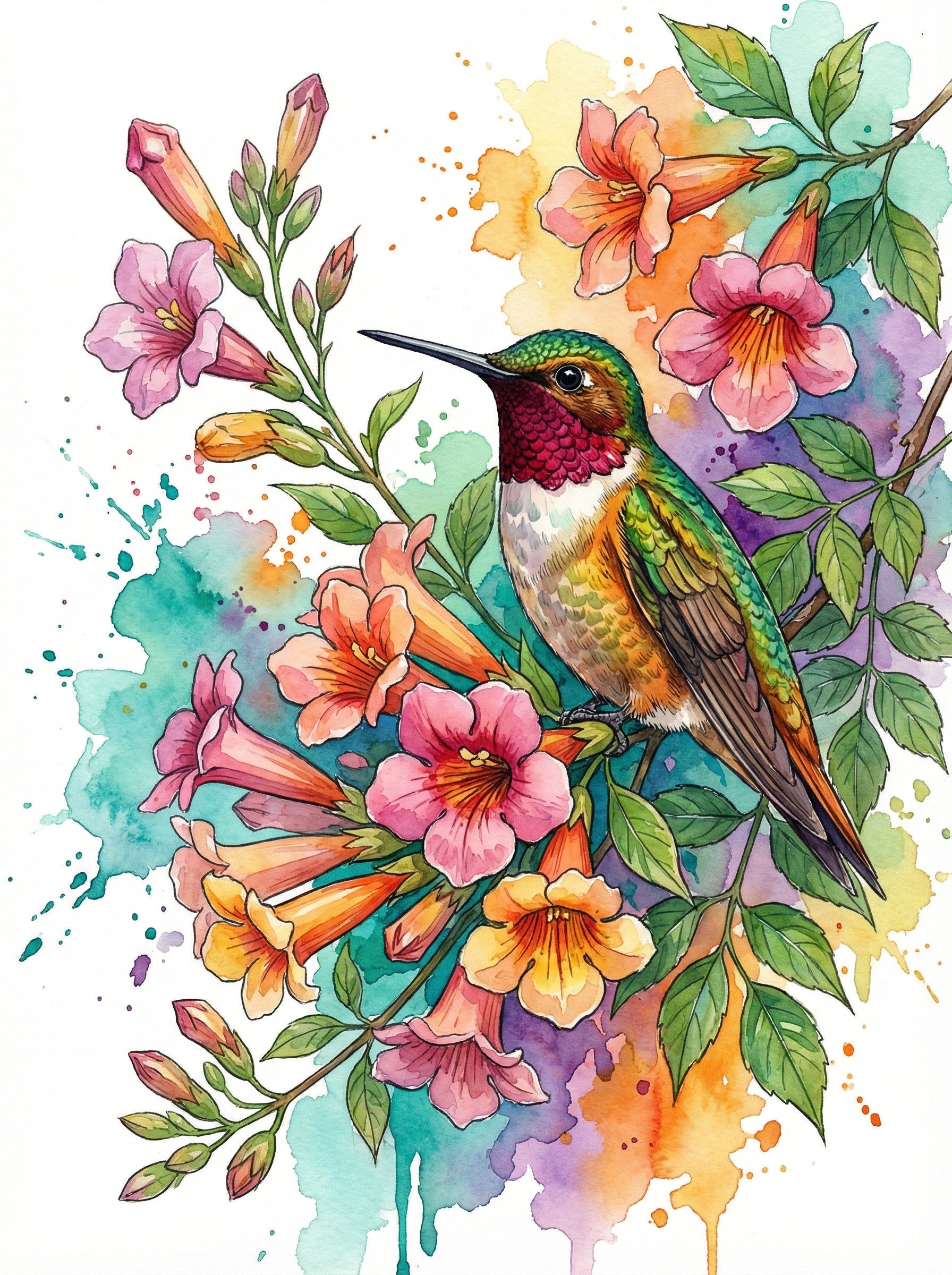 Hummingbird Garden Splash (Diamond Painting) Diamond Painting kit
