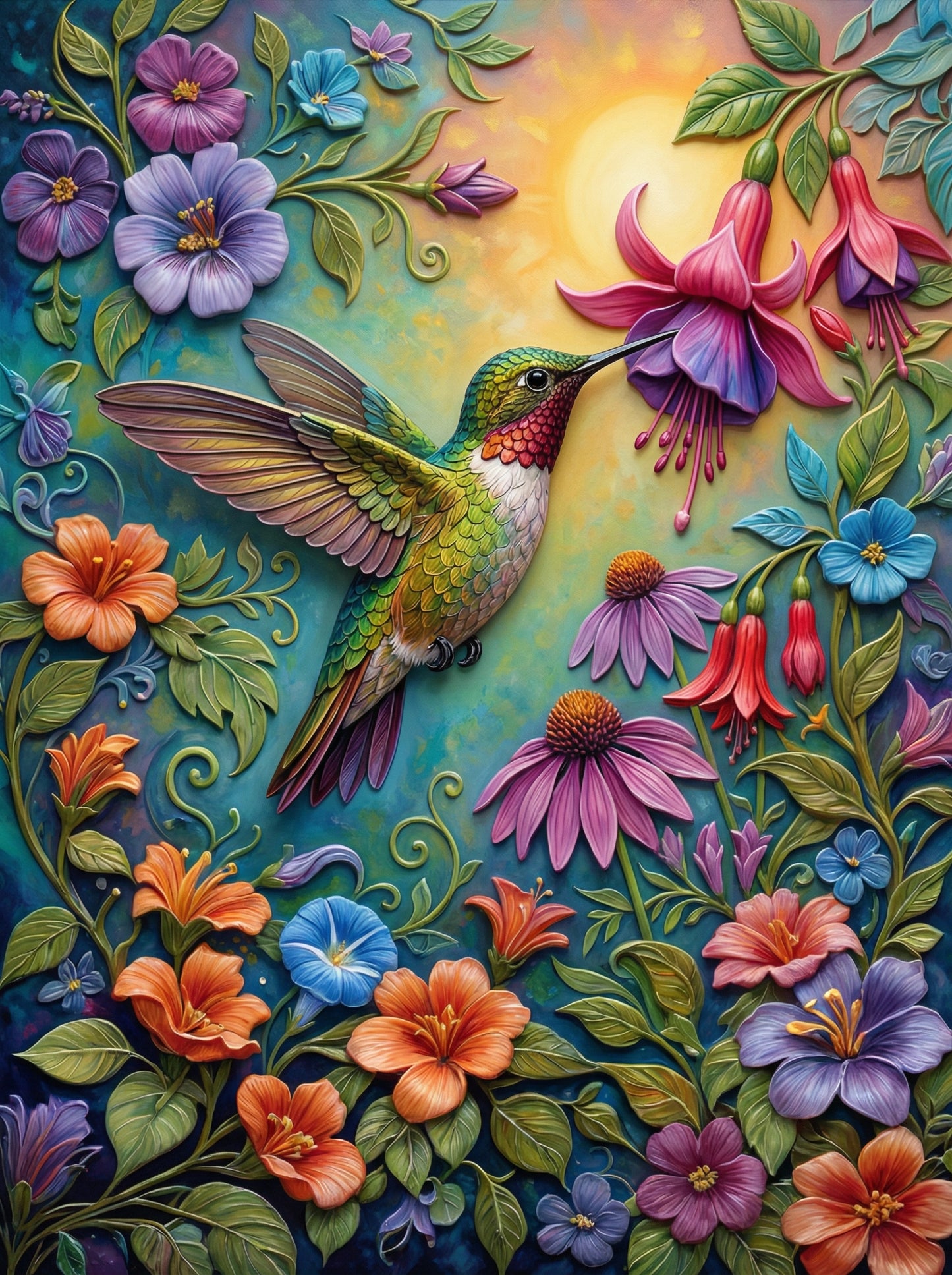 Hummingbird In Bloom (Diamond Painting)