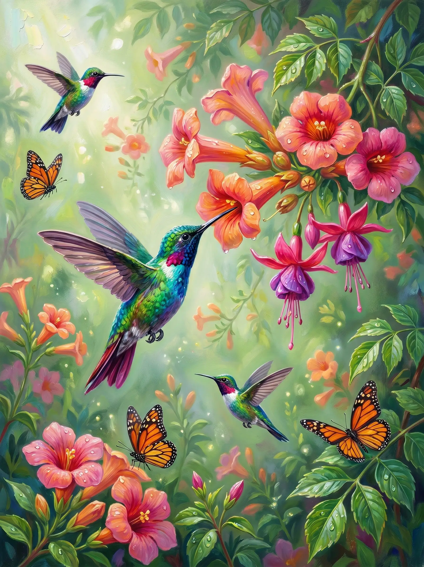 Hummingbird Pink Blossom (Diamond Painting)