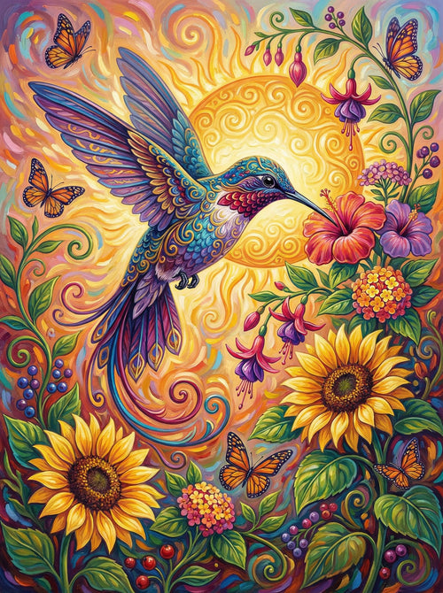 Hummingbird Sunflower Magic (80 Colors)