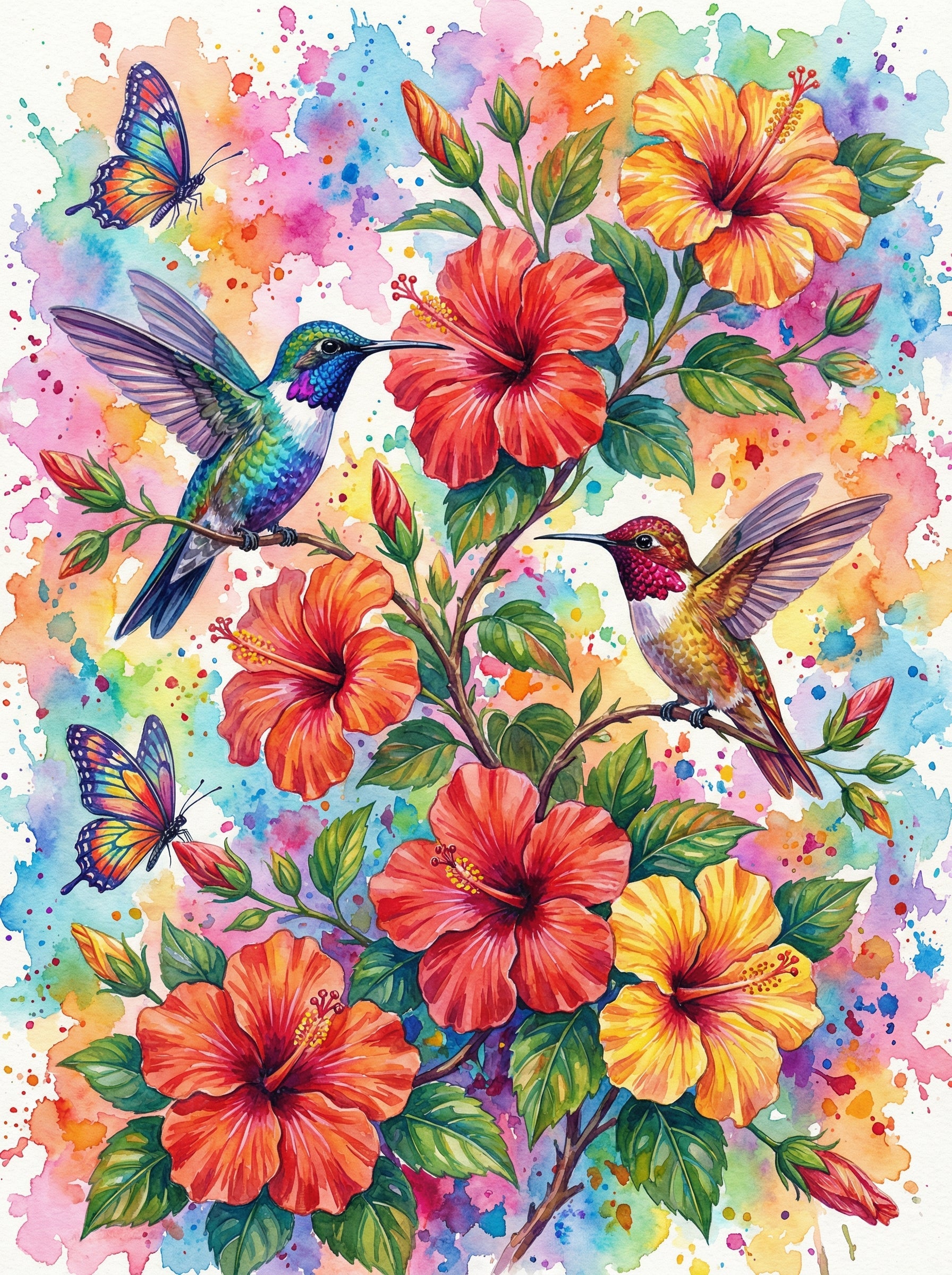 Hummingbird Tropical Nectar Harmony (100 Color Diamond Painting) Diamond Painting kit