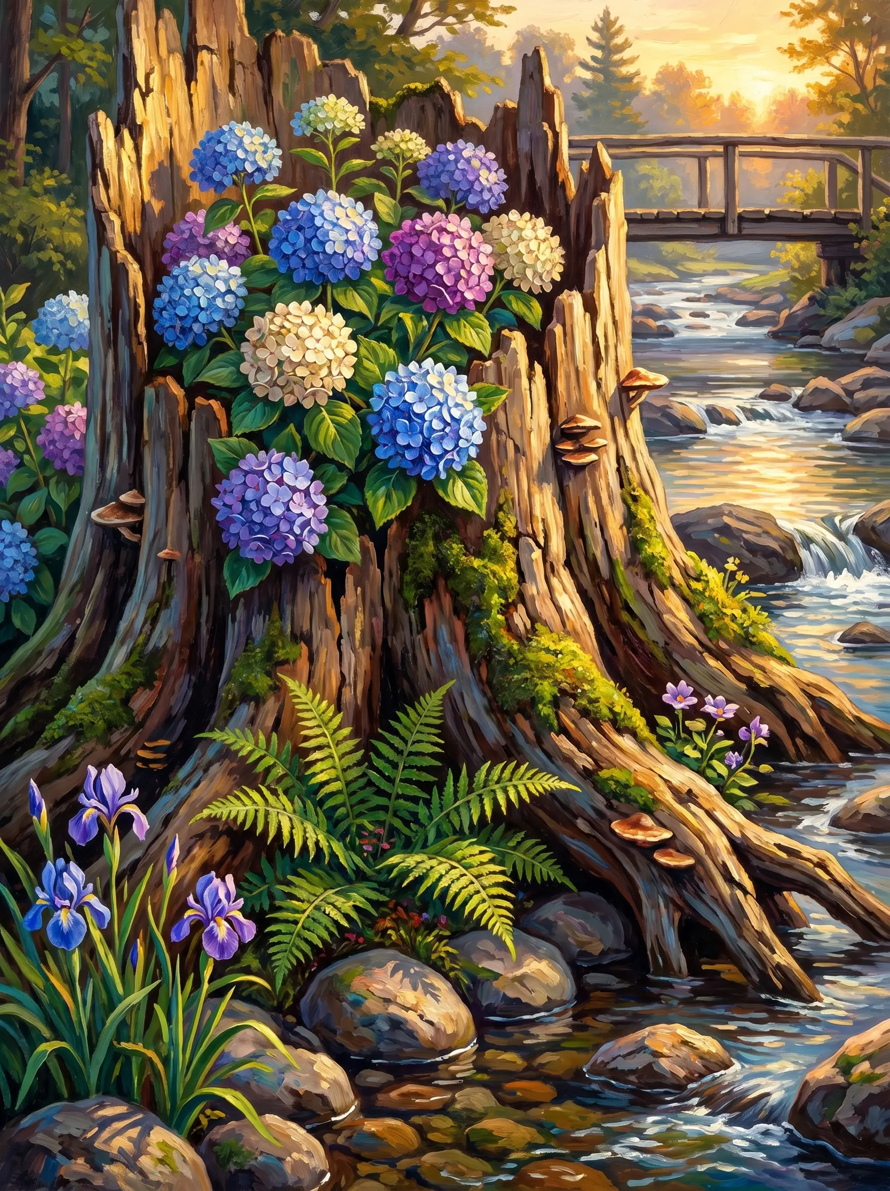 Hydrangea Stump Stream (Diamond Painting)