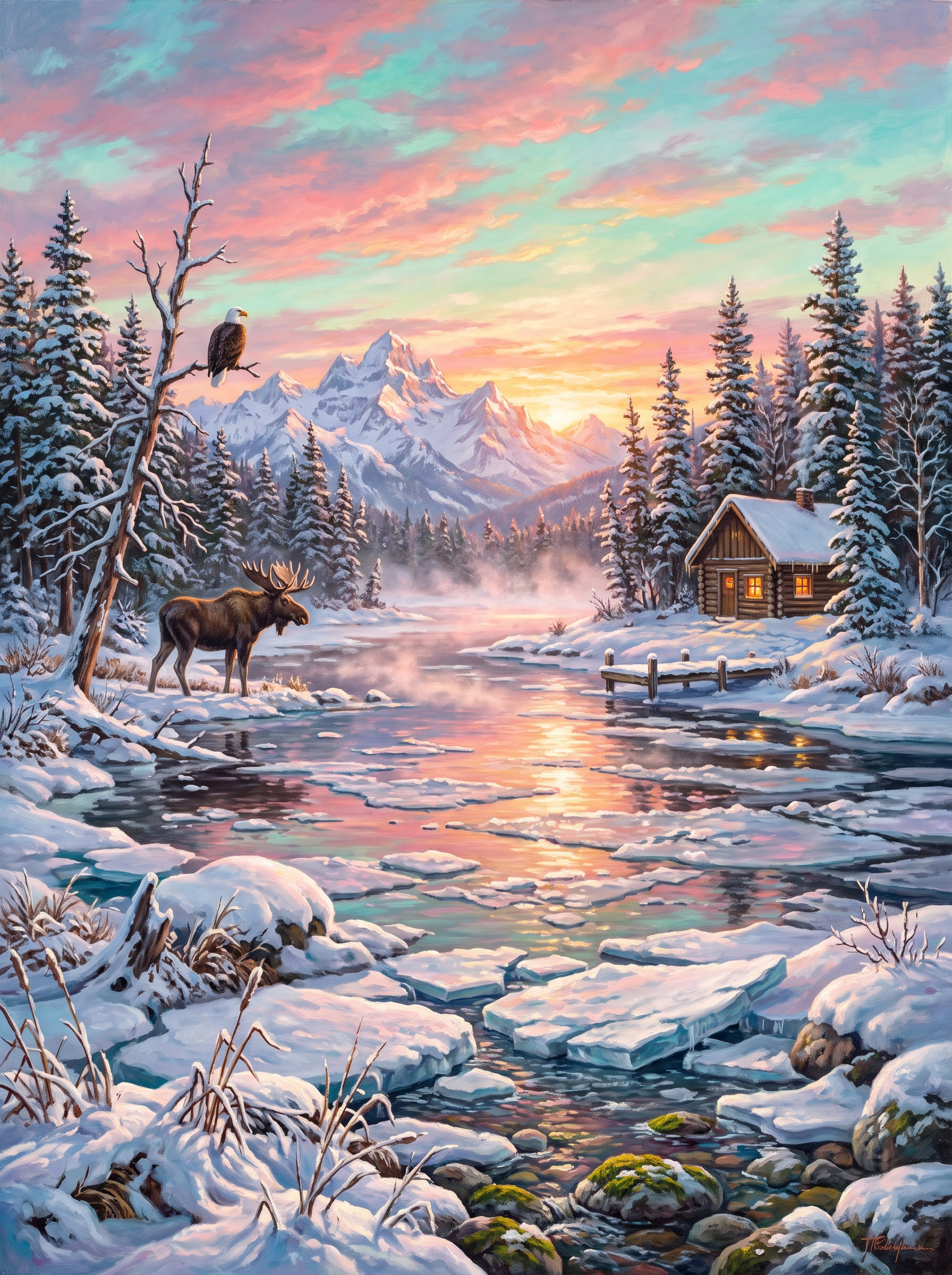Ice Floe River Sunrise