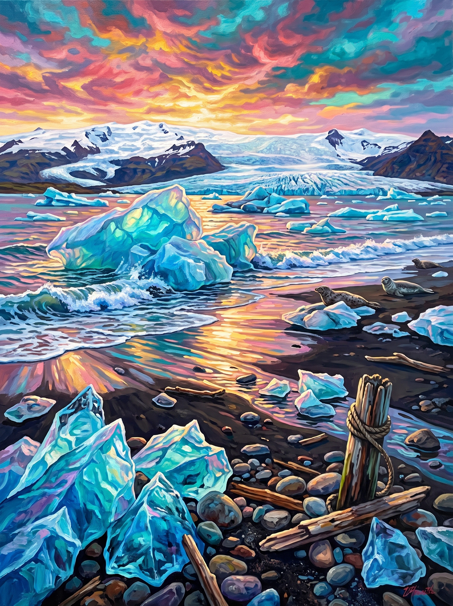 Icebergs Black Beach
