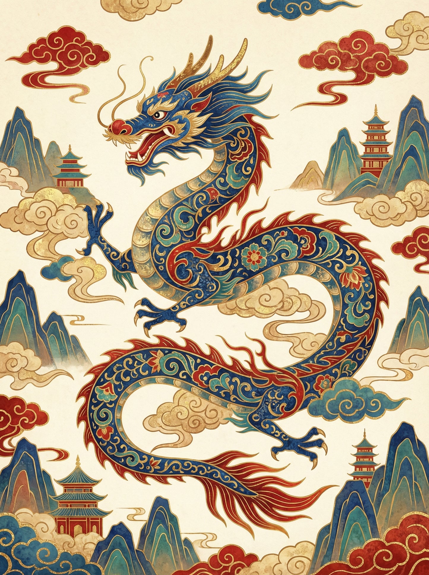 Imperial Dragon In Clouds (Diamond Painting) Diamond Painting kit