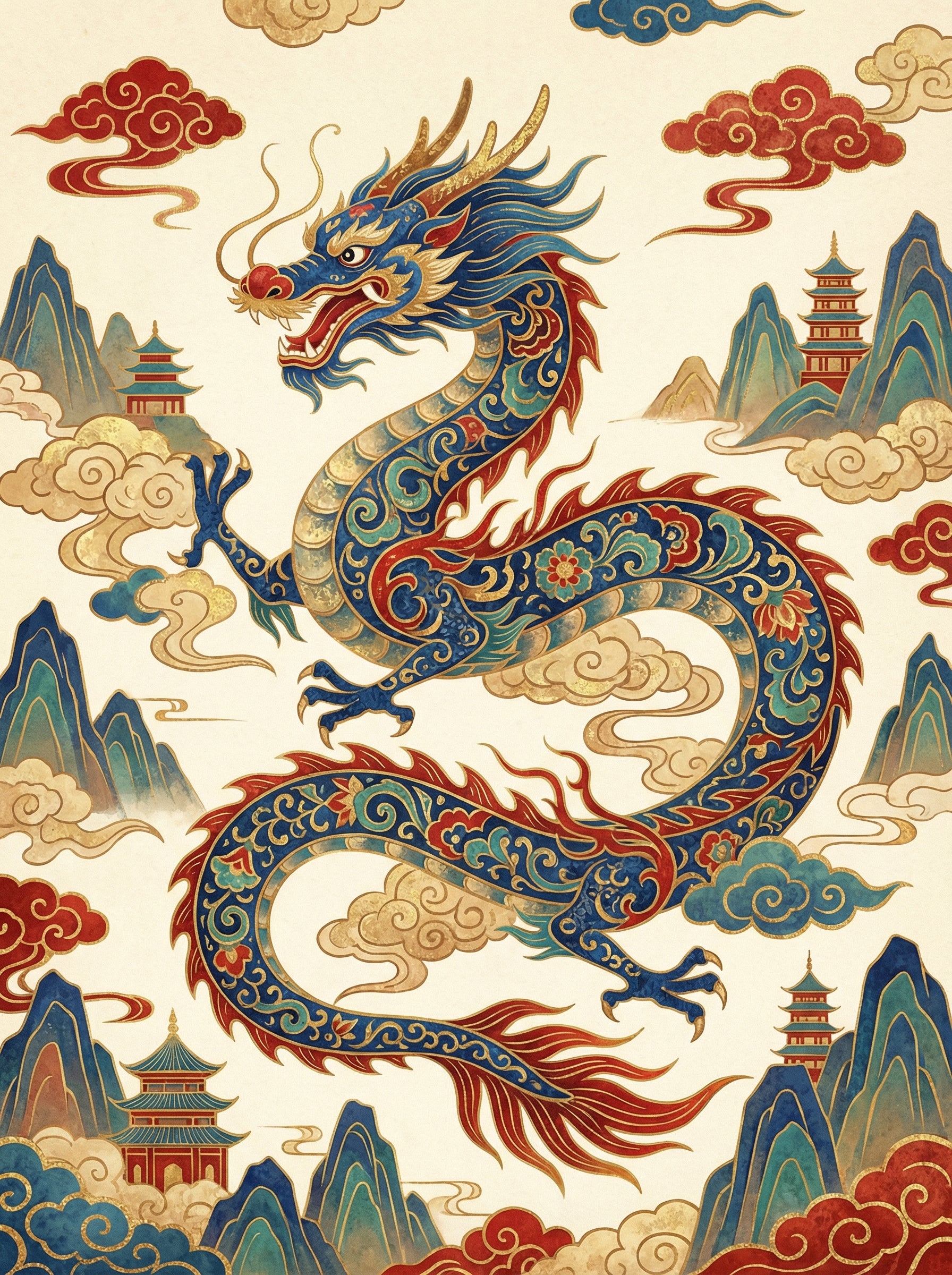 Imperial Dragon In Clouds (Diamond Painting) Diamond Painting kit