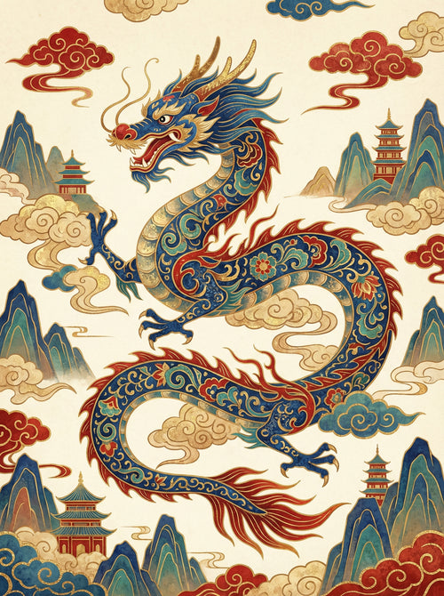 Imperial Dragon In Clouds (Diamond Painting) Diamond Painting kit