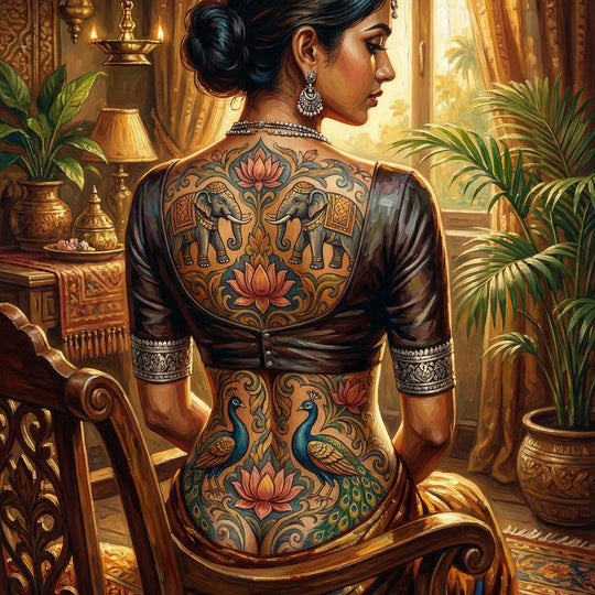 Lankan Elephant Tattoo Chair (150 Color Diamond Painting)