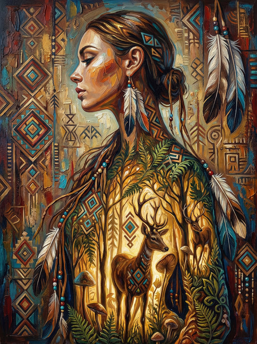 Indigenous Woman Forest Spirit (Diamond Painting) Diamond Painting kit