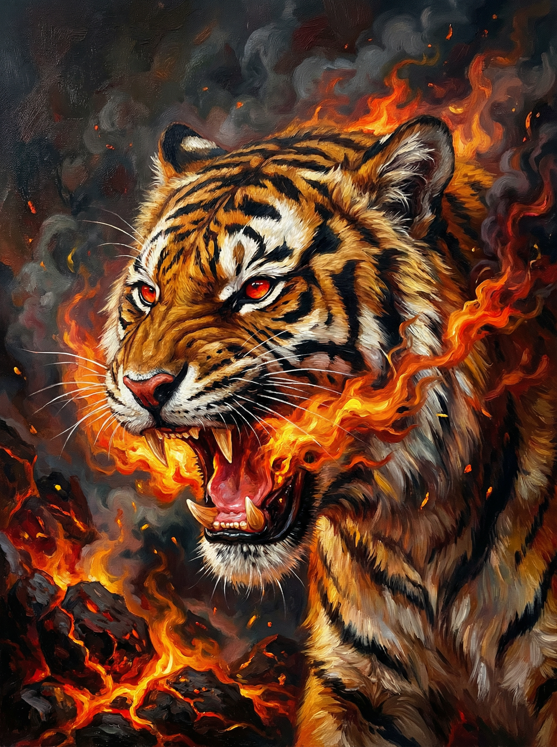 Inferno Tiger Flame Roar (100 Color Diamond Painting) Diamond Painting kit