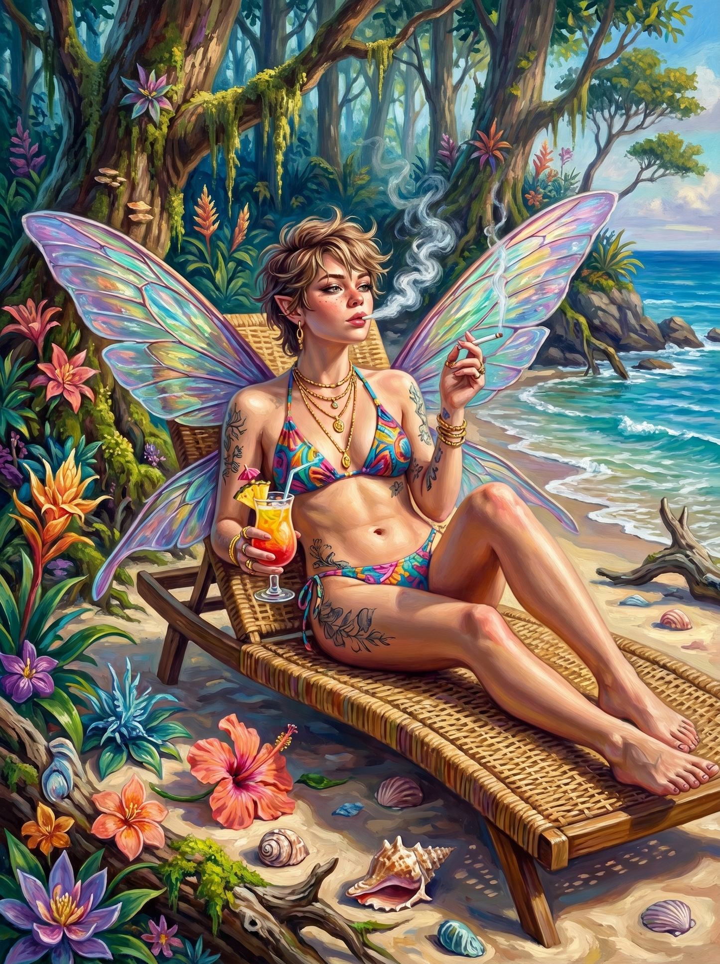 Iridescent Fairy Seaside Cocktail Rest (150 Color Diamond Painting)