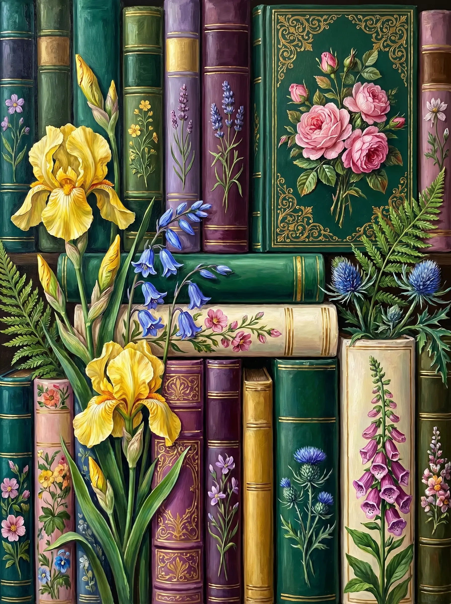 Iris Bluebell Vintage Books (Diamond Painting)