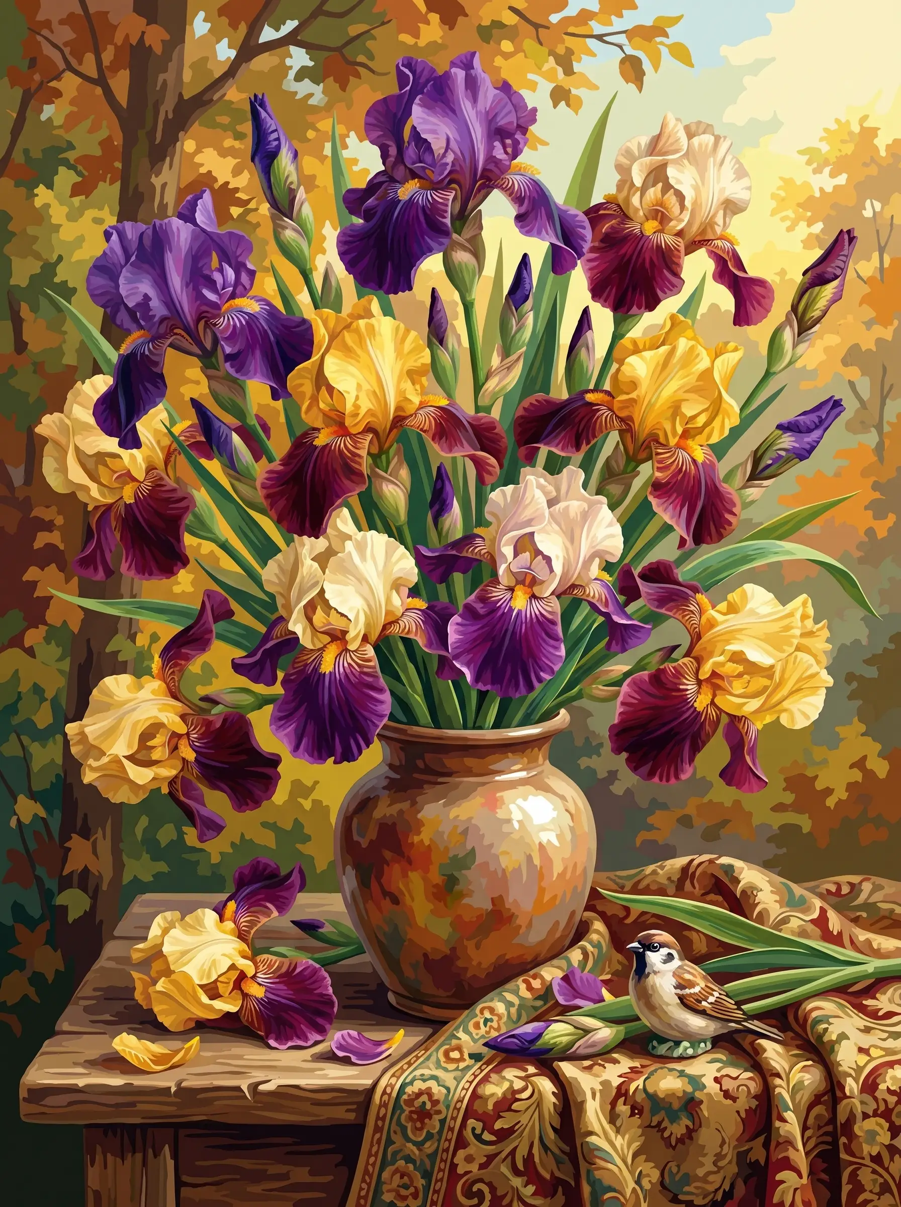 Iris Bouquet Autumn Vase (Diamond Painting)