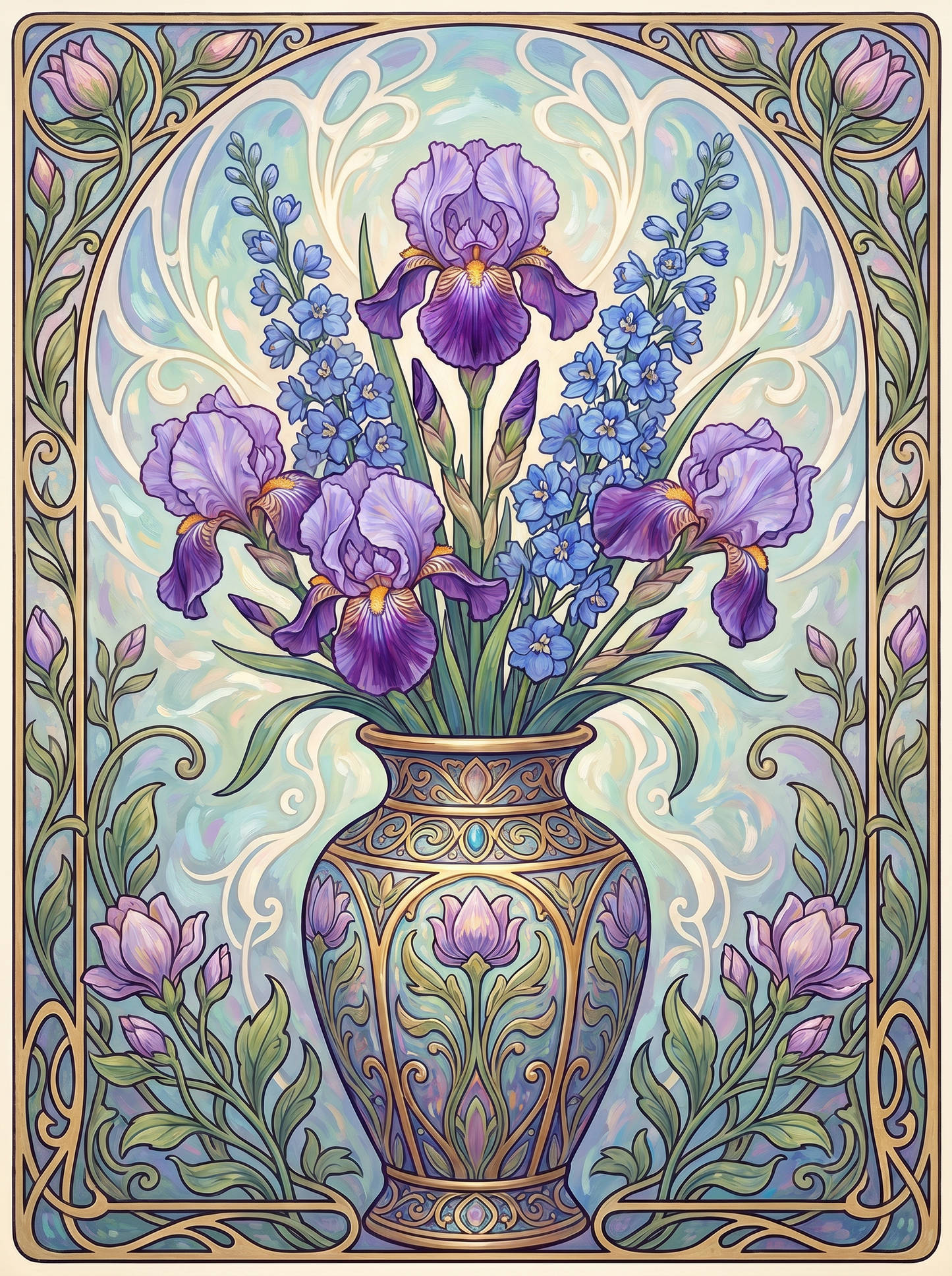 Iris Delphinium Vase (80 Colors)