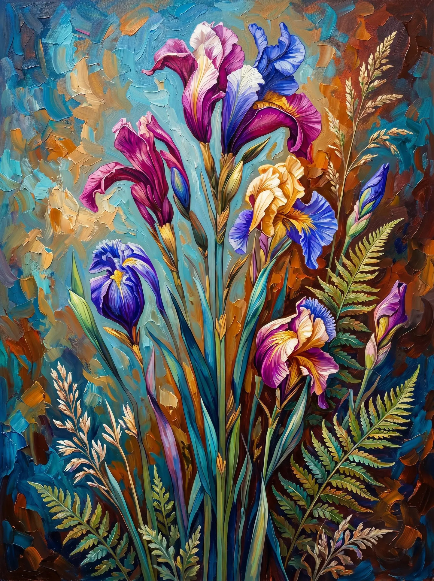 Iris Fern Bouquet (Diamond Painting)