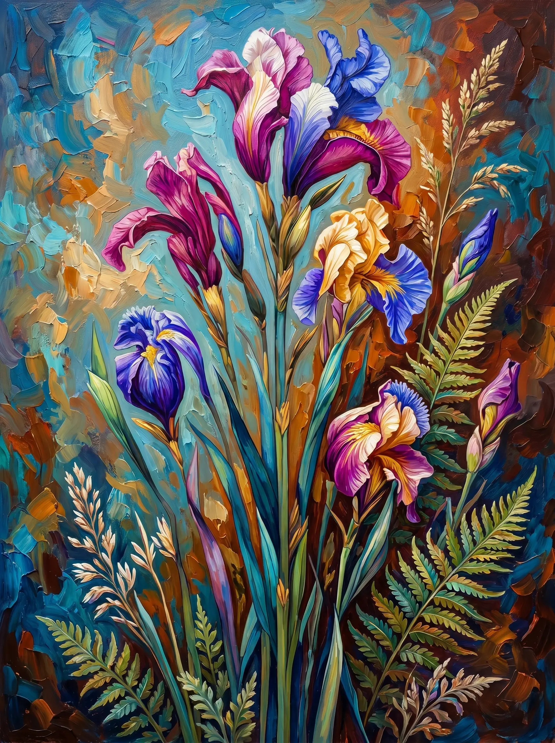 Iris Fern Bouquet (Diamond Painting)