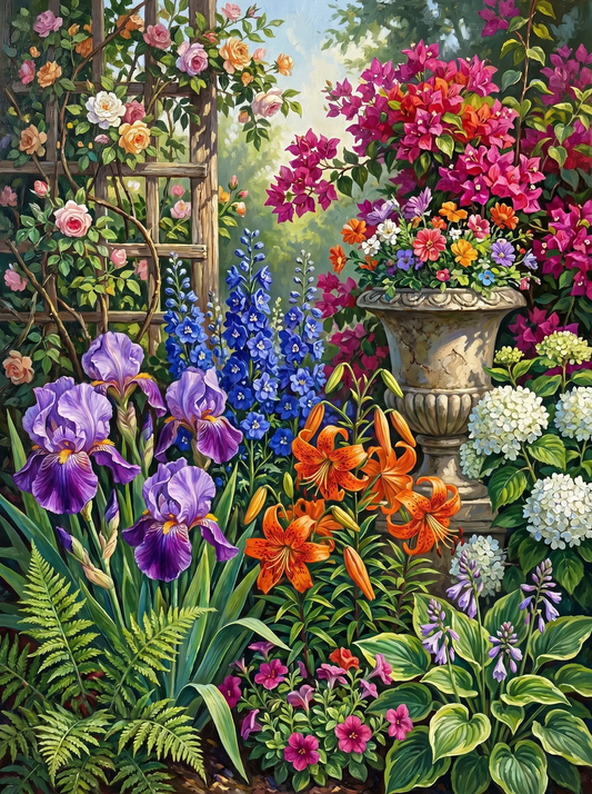 Iris Lily Garden Trellis (Diamond Painting)