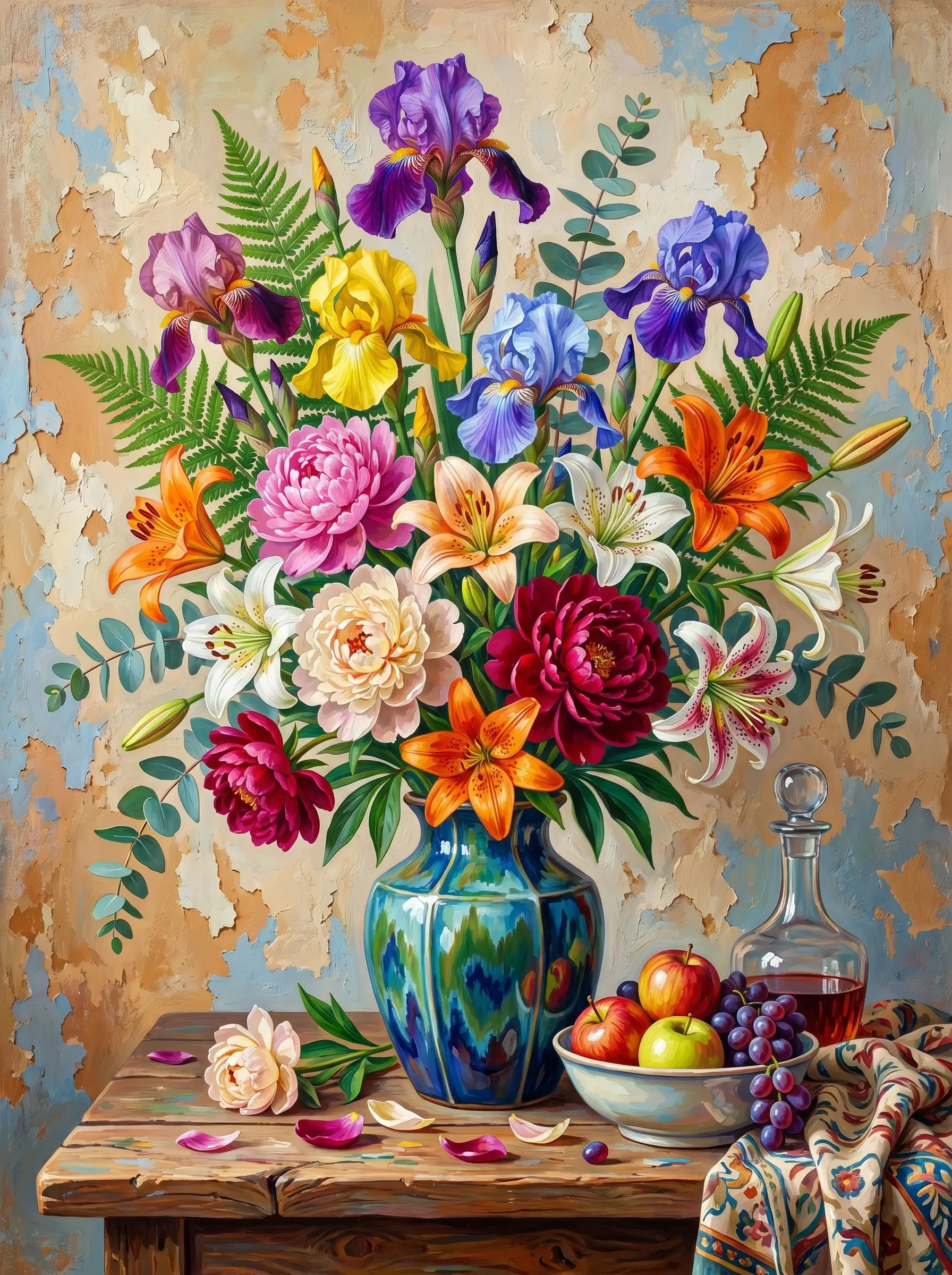Iris Peony Lily Vase (Diamond Painting)