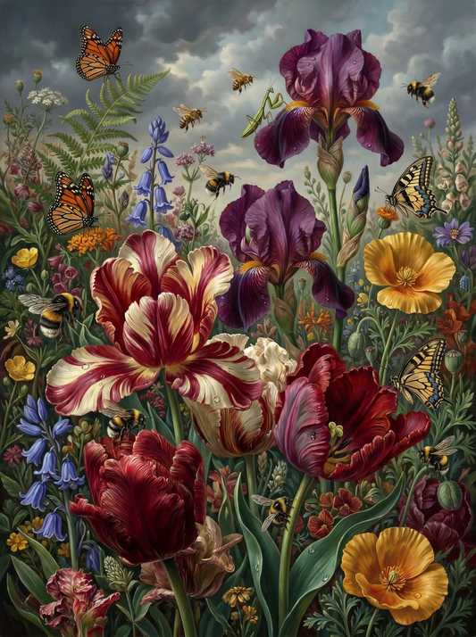 Iris Tulip Butterfly Meadow (Diamond Painting)